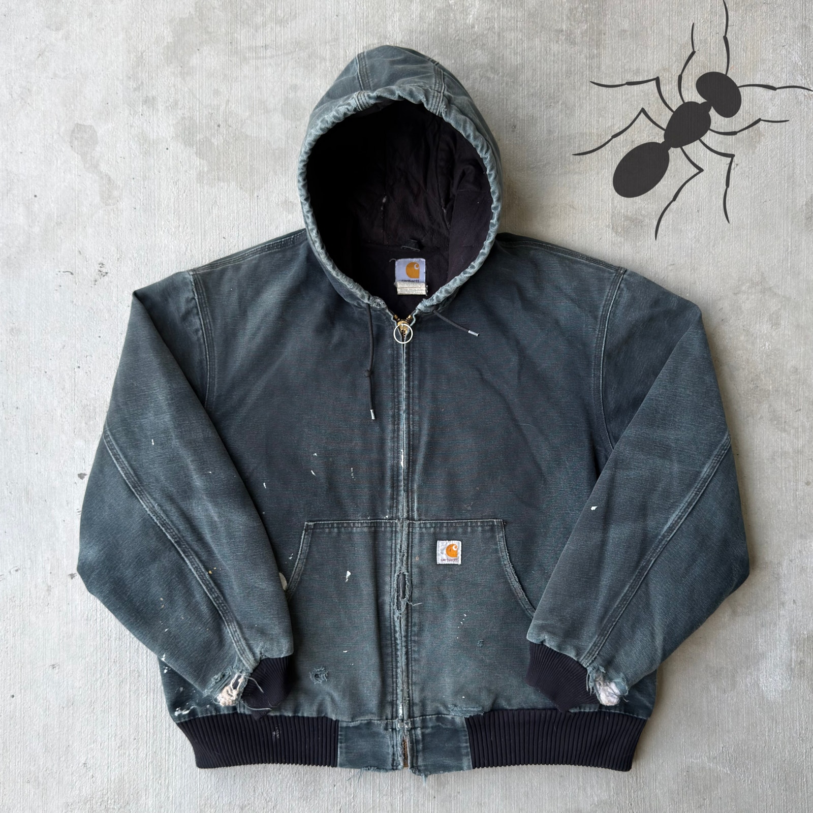 Carhartt J140 Faded Black Hooded Work Wear Jacket